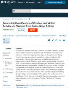 Automated Classification of Criminal and Violent Activities in Thailand ...